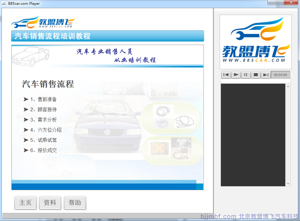 《汽车销售流程视频教程》全景视频教学系统